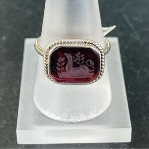 Elegant Sterling Silver 925 and Venetian Glass Ring size 9